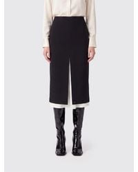 Semicouture - Xenia High-Waisted Silk-Blend Midi Pencil Skirt With Slit - Lyst