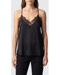 Zadig & Voltaire - Zadig &Amp Voltaire Silk Top With Lace Inserts And Adjustable Thin Straps - Lyst