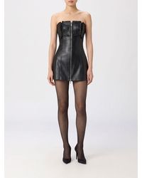 Blumarine - Off-The-Shoulder Lambskin Leather Sheath Mini Dress - Lyst