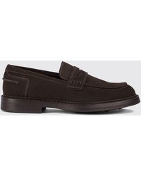 Doucal's - Suede Calfskin Penny Loafers With Rubber Sole - Lyst