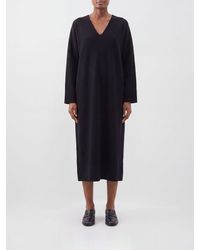 The Row - Long Flared Silk Tunic With V-Neck And Long Sleeves - Lyst