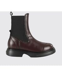 Ganni - Recycled Leather Chelsea Boots With Chunky Rubber Sole - Lyst