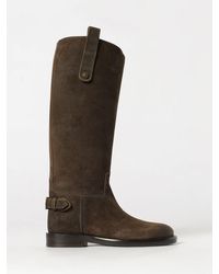 Burberry - Knee-High Suede Boots With Ekd Logo - Lyst