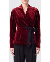 Alberta Ferretti - Cropped Velvet Robe Jacket With Tie-Waist Closure - Lyst