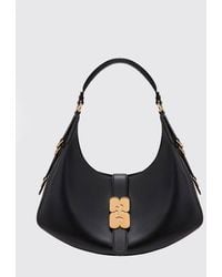 Ganni - Small Kat Recycled Leather Shoulder Bag With Butterfly Logo - Lyst