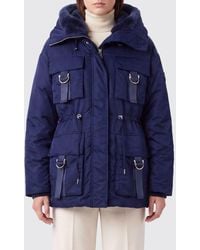 Pinko - Short Satin Nylon Parka With Shearling Hood And Drawstring - Lyst
