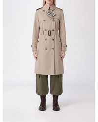 Burberry - Long Double-Breasted Cotton Trench Coat With Check Lining - Lyst