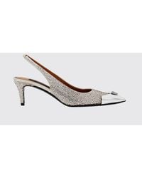 Philipp Plein - Leather Slingback Pumps With Crystal Skull And Mid Heel - Lyst