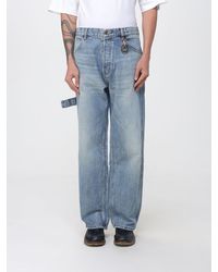 Celine - Wide Leg Mid-Rise Cotton Denim Jeans With Charm - Lyst