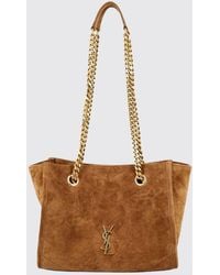 Saint Laurent - Niki Quilted Suede Shoulder Bag With Ysl Logo - Lyst