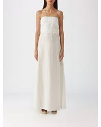 Ermanno Scervino - Off-The-Shoulder Embroidered Linen Long Evening Gown - Lyst