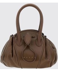 Marni - Small Flared Buffalo Leather Handbag With Double Handle And Drawstring - Lyst
