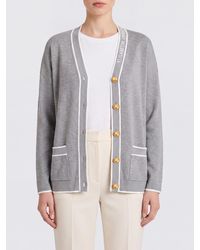 Elisabetta Franchi - Virgin Wool Cardigan With Contrast Trims And Logo - Lyst