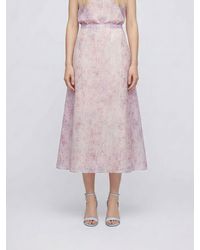 Alberta Ferretti - Organza Midi Skirt With Floral Print - Lyst