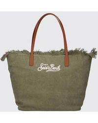 MC2 Saint Barth - Cotton Blend Shoulder Bag With Logo - Lyst