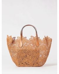 Ermanno Scervino - Embroidered Floral Motif Mesh Nylon And Raffia Bag Ermanno Scervino - Lyst