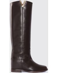 Via Roma 15 - Calfskin Knee-High Boots With Medium Heel - Lyst