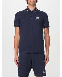 EA7 - Cotton Blend Piquet Short Sleeve Polo Shirt With Button Closure - Lyst