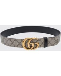 Gucci - Gg Marmont Reversible Supreme Canvas Belt With Monogram Buckle - Lyst