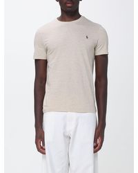 Polo Ralph Lauren - Slim Fit Cotton T-Shirt With Embroidered Logo And Crew Neck - Lyst