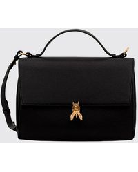 Patrizia Pepe - Grained Leather Handbag With Fly Logo Buckle And Removable Strap - Lyst