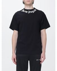 Palm Angels - Cotton T-Shirt With Printed Logo And Dropped Shoulders - Lyst