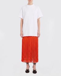 Alaïa - Fringed Cotton Crew Neck T-Shirt - Lyst