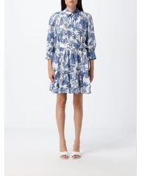 MC2 Saint Barth - Tropical Print Cotton Chemisier Mini Dress - Lyst
