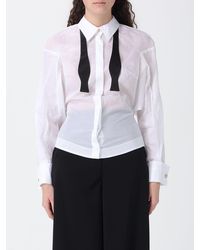 Elisabetta Franchi - Cotton Shirt With Bow Tie - Lyst