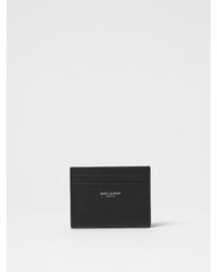 Saint Laurent - Grain De Poudre Leather Credit Card Holder - Lyst