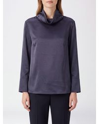 By Malene Birger - Satin Blouse With Funnel Neck And Long Sleeves - Lyst