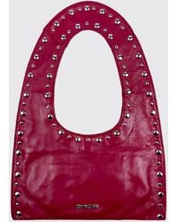 GIMAGUAS - Franca Embroidered Leather Shoulder Bag With Studs And Flat Handle - Lyst