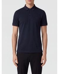 Emporio Armani - Short-Sleeved Cotton Polo Shirt With Eagle Logo - Lyst