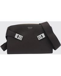 Ferragamo - Hug Grained Calf Leather Crossbody Bag With Logo - Lyst