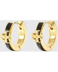 Tory Burch - Icon Enamelled Brass Hoop Earrings With Double T Logo - Lyst