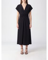Alberta Ferretti - A-Line V-Neck Midi Ceremony Dress With Side Slit - Lyst