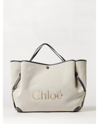 Chloé - Chlo&Eacute Clover Large Cotton Tote Bag With Jacquard Logo - Lyst