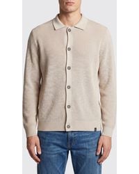 Fay - Knitted Cotton Cardigan With Classic Collar And Button Closure - Lyst