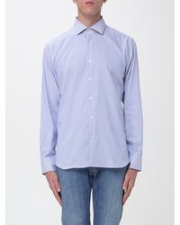 Brooksfield - Structured Striped Cotton Shirt With French Collar - Lyst