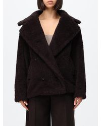 Max Mara - Short Double-Breasted Faux-Fur Effect Coat - Lyst