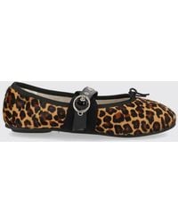 Repetto - Animal Print Pony Hair Mary Jane Flats With Bow - Lyst