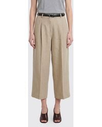 TOTEME - High-Waisted Cropped Linen Trousers With Pleats And Straight Leg - Lyst