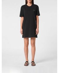 Philipp Plein - Cotton T-Shirt Mini Dress With Tone-On-Tone Logo And Crew Neck - Lyst