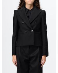 Tela - Double-Breasted Cropped Blazer With Peak Lapels - Lyst
