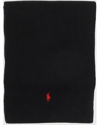 Polo Ralph Lauren - Ribbed Pure Wool Scarf With Embroidered Pony Logo - Lyst