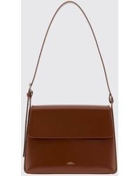 A.P.C. - Virginie Flared Smooth Leather Shoulder Bag With Magnetic Flap Closure - Lyst