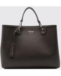 Emporio Armani - Myea Grained Faux Leather Handbag With Logo Charm - Lyst