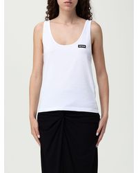 ROTATE BIRGER CHRISTENSEN - Top en coton recyclé blanc avec décolleté profond - Lyst