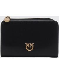 Pinko - Smooth Calfskin Bifold Wallet With Love Birds Logo - Lyst