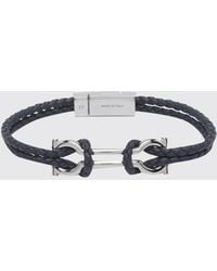Ferragamo - Woven Leather Gancini Bracelet With Magnetic Closure - Lyst